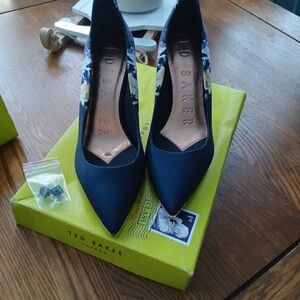 Ted Baker Blue Heels with Floral Design
